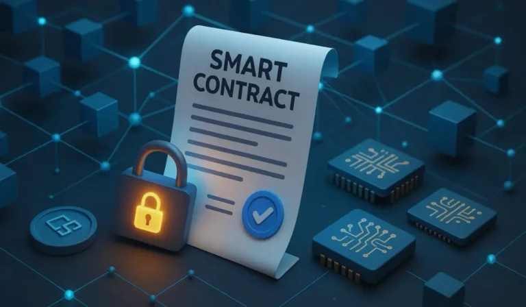 Smart contract blockchain con Web3 e DeFi.