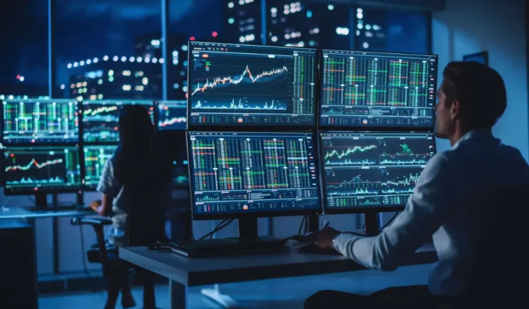 Dashboard di trading algoritmico crypto con grafici in tempo reale, bot automatizzati e analisi HFT delle criptovalute.