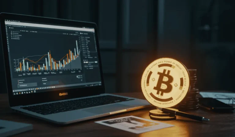 Grafico concettuale di un portafoglio crypto diversificato con Bitcoin, Ethereum, altcoin e stablecoin che rappresentano la gestione del rischio.