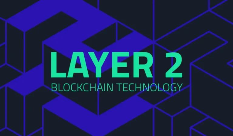 Futuristische Darstellung eines Layer-2-Blockchain-Netzwerks mit schnellen digitalen Transaktionen