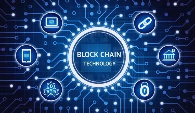 Tecnologia blockchain con rete digitale decentralizzata e sicurezza informatica avanzata