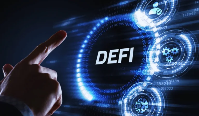DeFi Dashboard mit Smart Contracts und Blockchain-Netzwerk