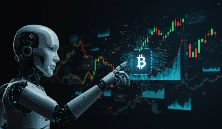 IA et robots de trading analysant le marché des cryptomonnaies en temps réel.