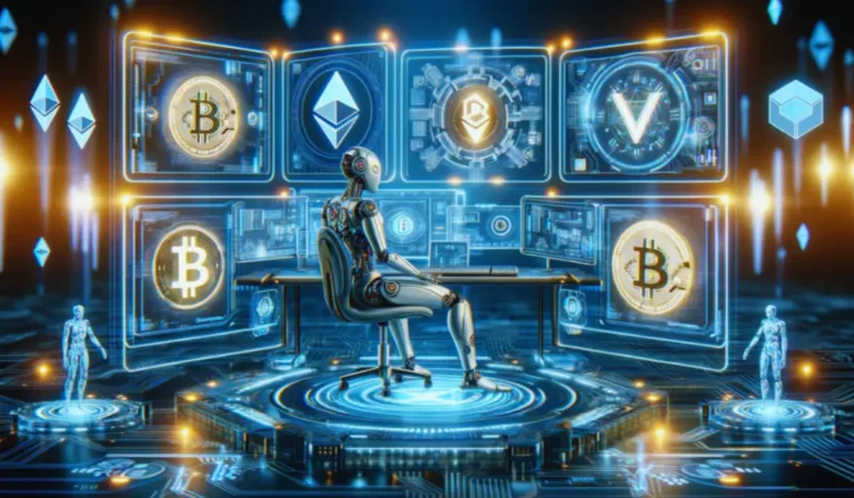 Bot de trading con inteligencia artificial analizando datos del mercado de criptomonedas en tiempo real